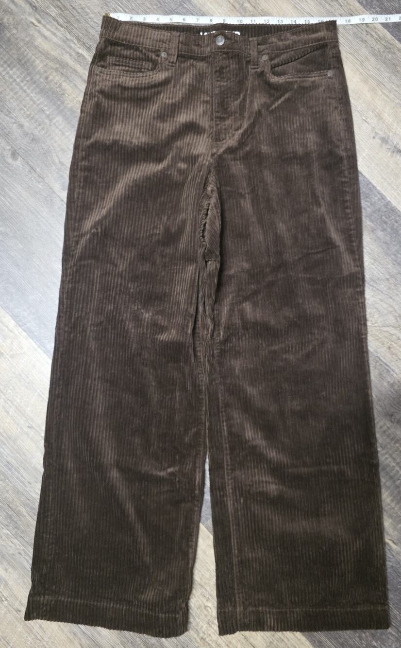Lands End Corduroy Pants Womens sz 14 Brown Mid Rise Classic Cotton Blend Basic